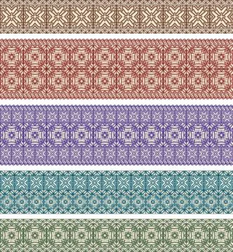 Set of five astern style seamless borders Stock Illustration