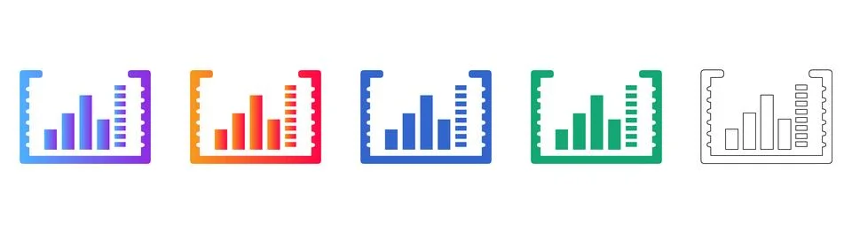 Set of Five Bar Chart Analytics Icons in Different Styles イラスト素材