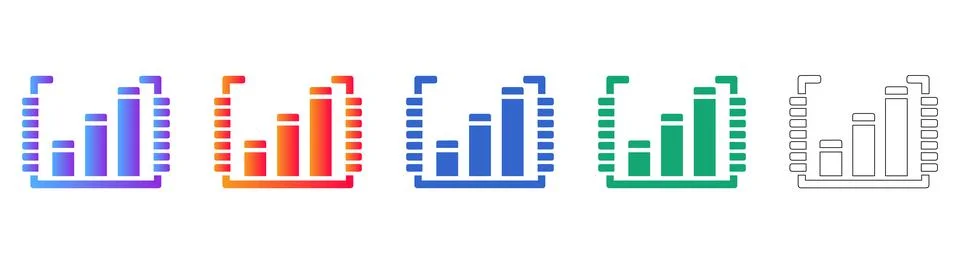Set of Five Bar Chart Analytics Icons イラスト素材