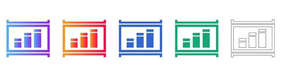 Set of Five Bar Chart Presentation Icons Stockillustratie