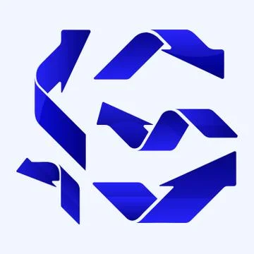 Set of five blues vector arrows. Stock Illustration