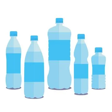 SEt of five bottles of pure water Illustrazione stock