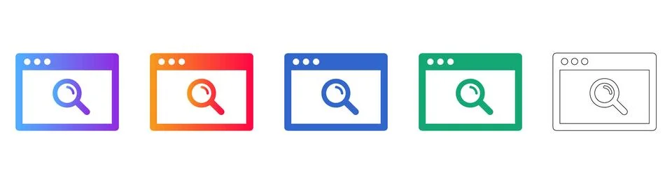 Set of Five Browser Search Icons Stock Illustration