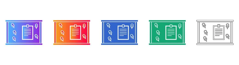 Set of Five Bulletin Task Board Icons Stock Illustration
