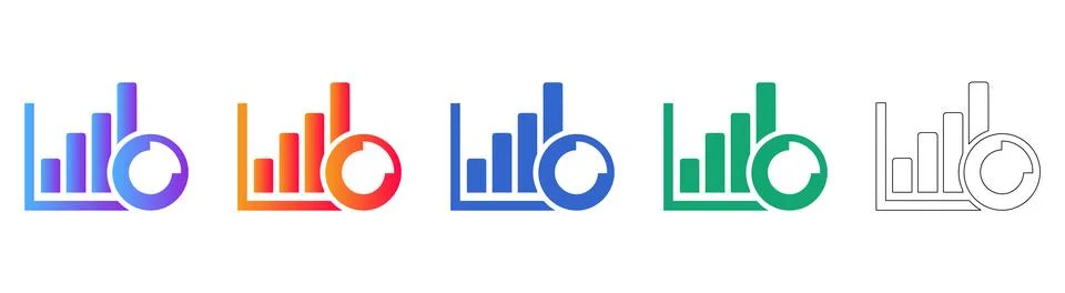 Set of Five Business Data Analytics Icons in Various Styles Illustrazione stock