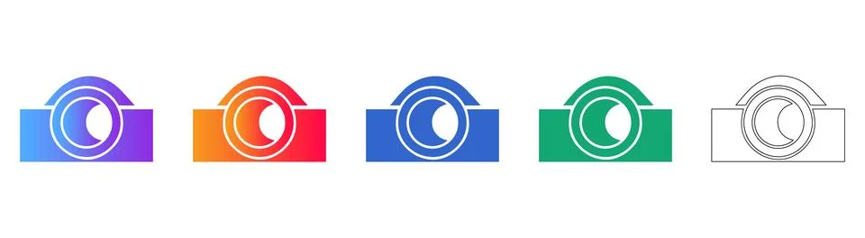 Set of Five Camera Lens Icons Stock Illustration
