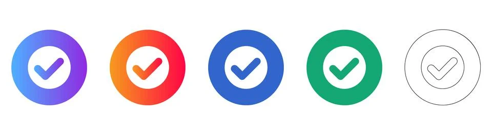 Set of Five Checkmark Approval Icons Stock Illustration