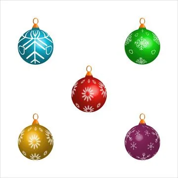 Set of five Christmas balls for tree decoration. Christmas ball vector design イラスト素材