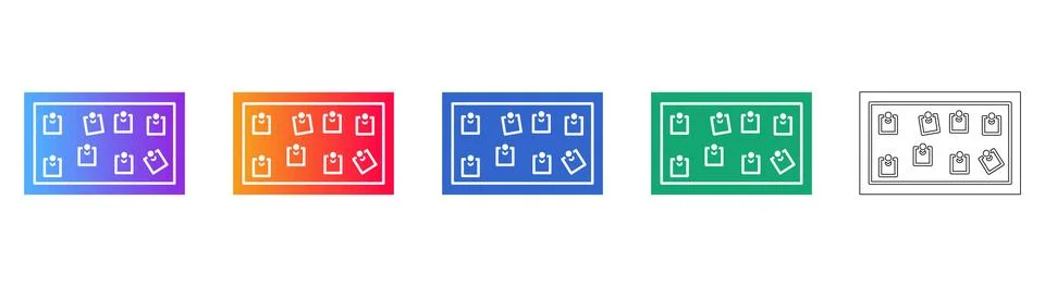 Set of Five Clipboard Task Board Icons Illustrazione stock