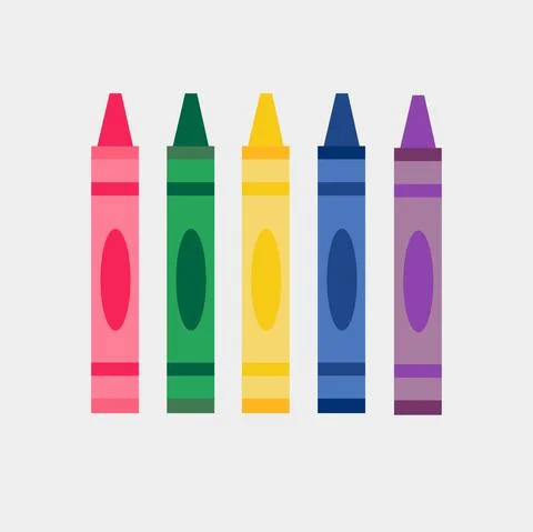 Set of Five Colorful Crayons. Vector Illustration. Stock Illustration
