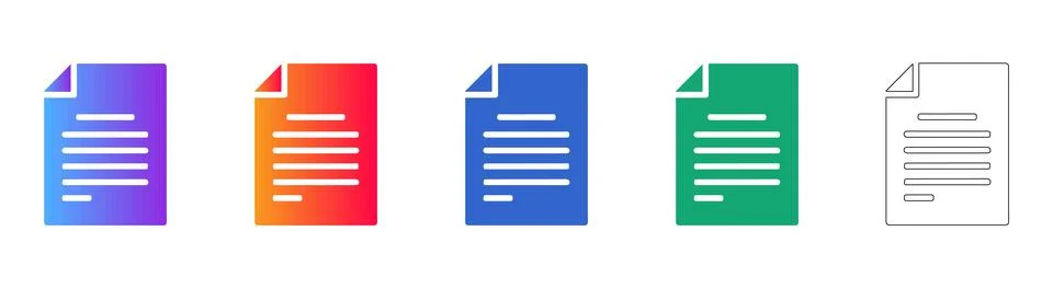 Set of Five Colorful Document Icons Stock Illustration