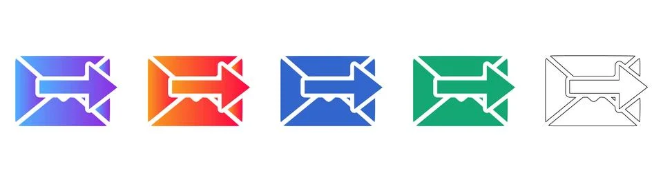 Set of Five Colorful Email Forwarding Icons Stockillustratie