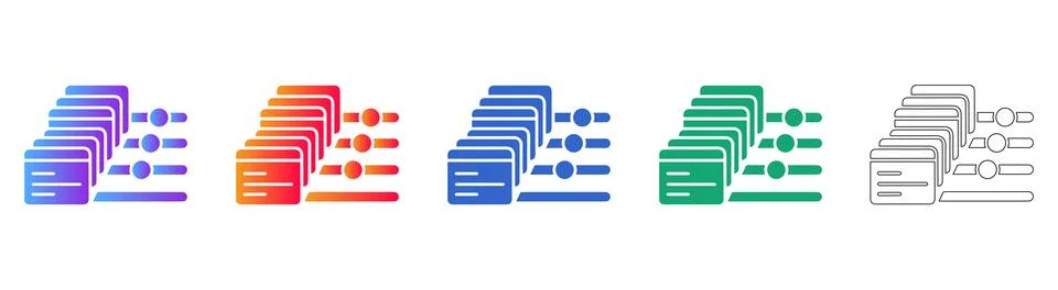 Set of Five Colorful Modern Digital Settings Icons Stock Illustration