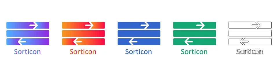 Set of Five Colorful Sorticon List Icons 스톡 일러스트