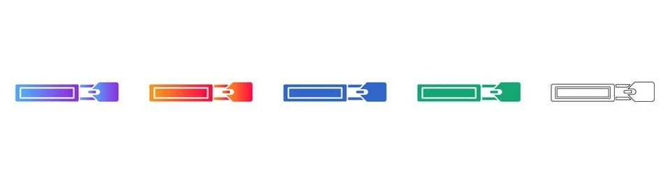 Set of Five Colorful Zipper Pull Vector Icons 库存插图