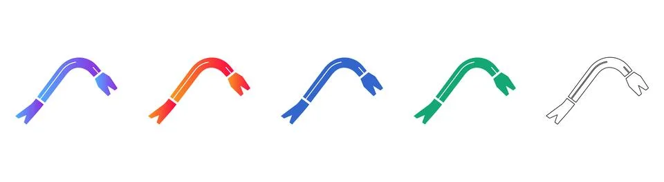 Set of Five Crowbar Tool Icons Vector Graphic Stock Illustration