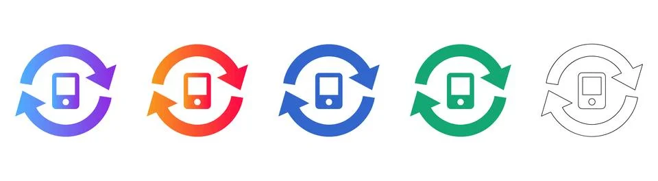 Set of Five Device Refresh Icons Stock Illustration