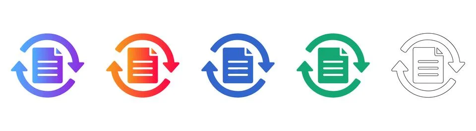 Set of Five Document Refresh and Sync Icons Ilustração Stock