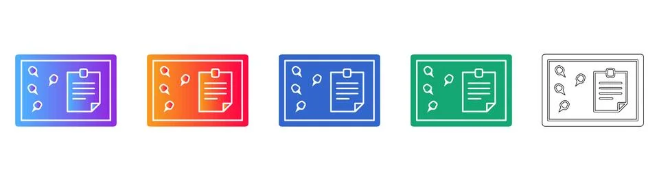 Set of Five Document Task Board Icons Stock Illustration