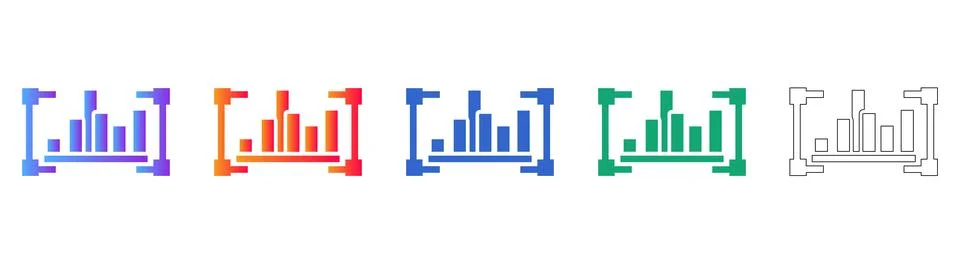 Set of Five Framing Bar Chart Icons Stockillustratie