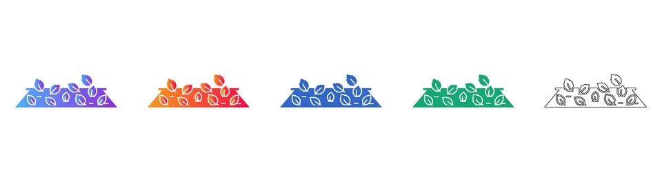 Set of Five Garden Bed or Soil Icons Stock Illustration
