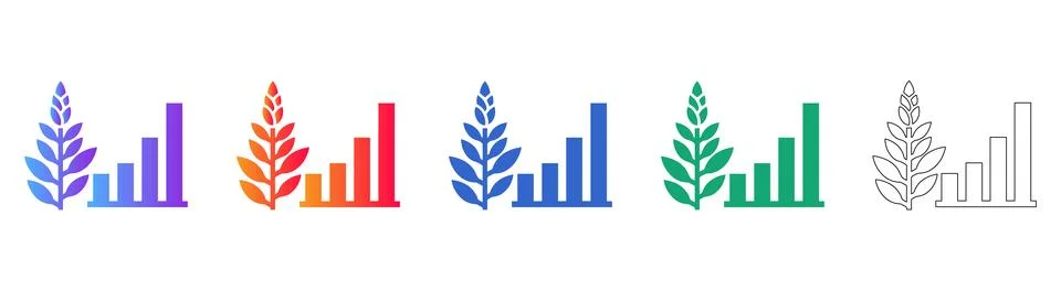 Set of Five Grain and Growth Graph Icons Illustrazione stock