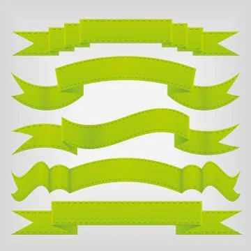 Set of five green ribbons Stock Illustration