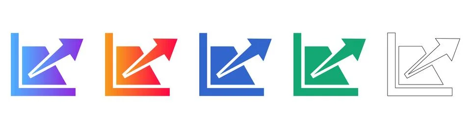 Set of Five Growth Chart Icons in Different Styles 스톡 일러스트