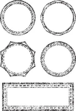 Set of five grunge vector templates for rubber stamps Stock-Illustration