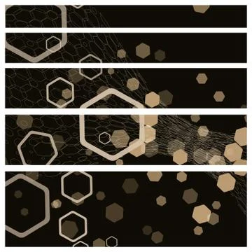 Set of five horizontal dark gray web banner backgrounds of standart size with Stock Illustration