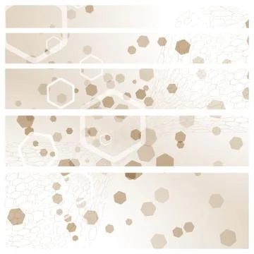 Set of five horizontal light brown web banner backgrounds of standart size wi Stock Illustration