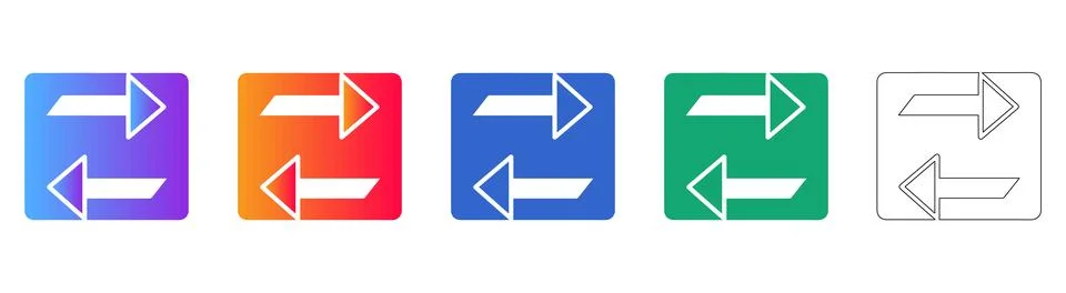 Set of Five Horizontal Swap Direction Icons Stock Illustration