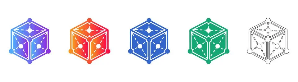 Set of Five Isometric Cube Icons Illustrazione stock