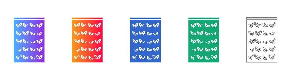 Set of Five Leaf Patterned Rectangular Icons Stock Illustration