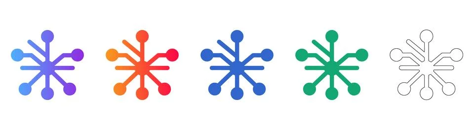 Set of Five Minimalist Network Connectivity Icons 스톡 일러스트