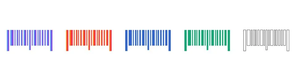 Set of Five Modern Barcode Symbols Stock Illustration