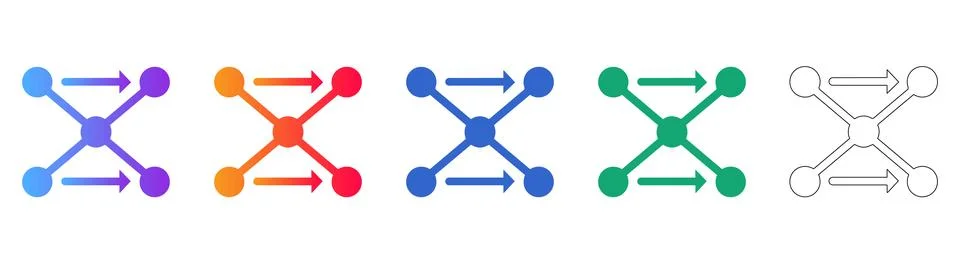 Set of Five Network Flow Connectivity Icons Illustrazione stock