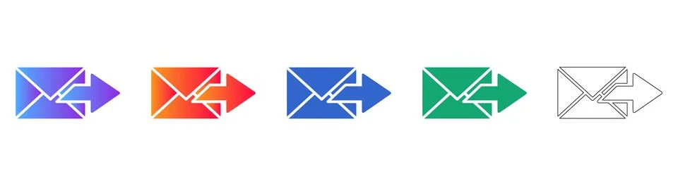 Set of Five Outgoing Email Icons Stock-Illustration