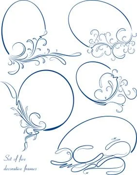 Set of five oval frames. 스톡 일러스트