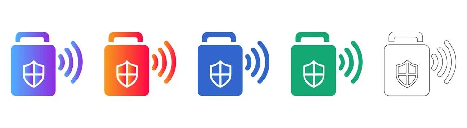 Set of Five Protected Data or Security Icons Stockillustratie