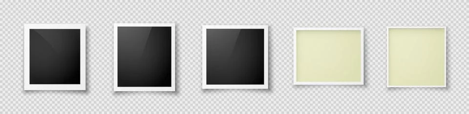 A set of five realistic photo frames with black and yellow inserts. Stockillustratie