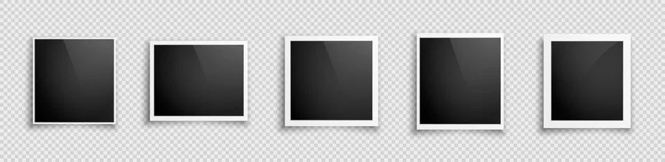 A set of five realistic photo frames with highlights. イラスト素材