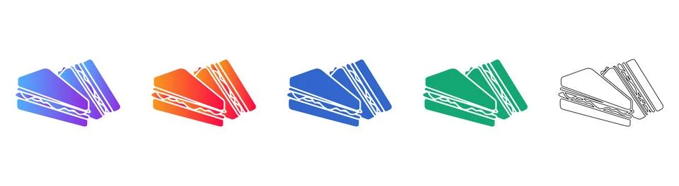 Set of Five Sandwich Vector Icons Stock Illustration