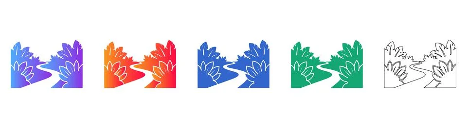 Set of Five Scenic Garden Path Icons Ilustração Stock