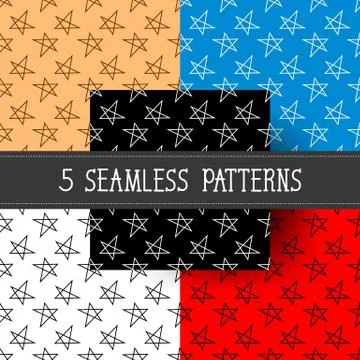 Set Of Five Seamless Patterns For Your Products And Business. Illustrazione stock