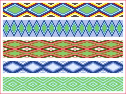 Set of five seamless rhombic patterns Stock Illustration