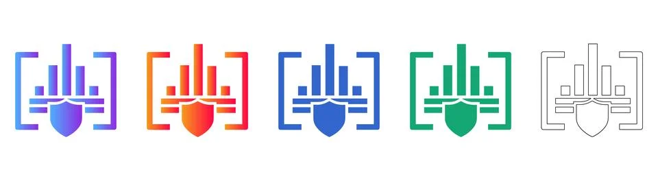 Set of Five Secure Business Growth Metric Icons Stock Illustration
