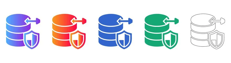 Set of Five Secure Data Export Icons Illustrazione stock