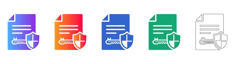 Set of Five Secure Document Icons イラスト素材
