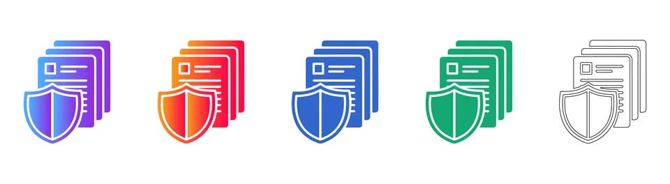 Set of Five Secured Document Storage Icons Stock Illustration